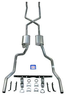 Shafer's Classic - 1955-1957 Chevrolet Full Size "X" style 2-1/2" Exhaust System, Small block 350, Stainless steel