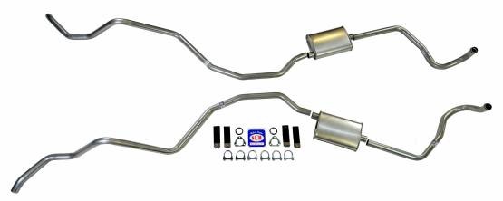 Shafer's Classic - 1960-1964 Chevrolet Full Size Exhaust System 2" Dual Turbo, All exc. SW/El Camino (Quickflow muffler), Stainless steel