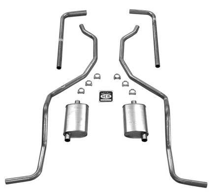 Shafer's Classic - 1960-1964 Chevrolet Full Size 2" Dual Turbo Exhaust System w/ Hedman headers, SW & 1960 El Camino, Stainless steel