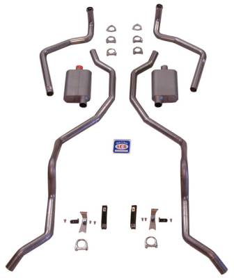 Shafer's Classic - 1960-1964 Chevrolet Full Size 2-1/2" Dual Turbo Exhaust System 348-409 w/ center dump w/ 2-1/2" manifolds, Stainless steel