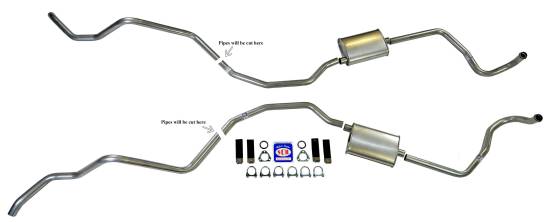 Shafer's Classic - 1960-1964 Chevrolet Full Size Exhaust System 2" Dual Turbo, All exc. SW/El Camino