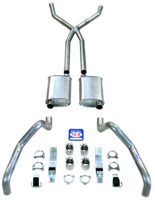 1967 - 1969 Camaro X Style 2-1/2" Exhaust System with Small Block Long Style Headers, Stainless steel