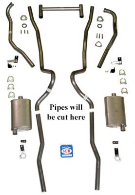 Shafer's Classic - 1955-1957 Chevrolet Full Size 2" Dual Turbo Small Block Exhaust System, Stainless steel - Image 2