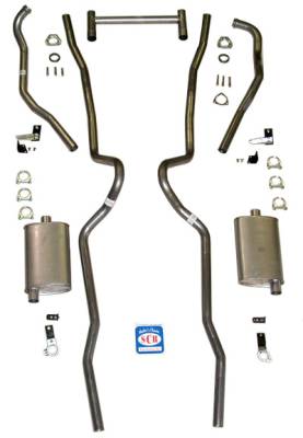 1955-1957 Chevrolet Full Size 2" Dual Turbo Small Block Exhaust System, Stainless steel