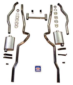 1955-1957 Chevrolet Full Size 2-1/2" Dual Turbo Exhaust System w/ 2-1/2" Ram's Horn manifolds, Stainless steel