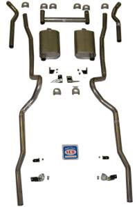 1955-1957 Chevrolet Full Size 2" dual turbo Exhaust System w/ 3/4 headers w/ frame horns, Stainless steel