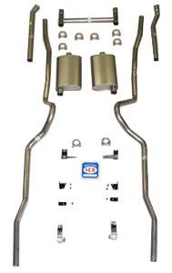 1955-1957 Chevrolet Full Size 2" dual turbo Exhaust System w/ 3/4 headers with frame horns, Stainless steel