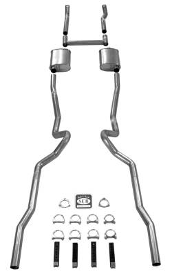 1955-1957 Chevrolet Full Size 2-1/2" Dual Turbo Exhaust System w/ 3/4 Headers w/o frame horns, Stainless steel