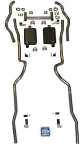 1955-1957 Chevrolet Full Size 2" Dual Turbo Exhaust System w/ Ram's Horn manifolds, Small Block, Stainless steel