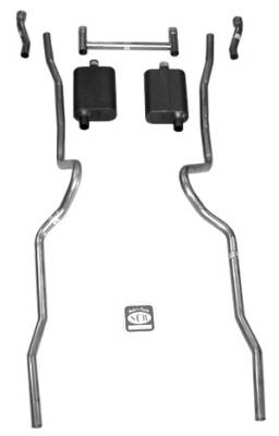 1955-1957 Chevrolet Full Size 2" Dual Turbo Exhaust System w/ 2" standard type Hedman headers, Stainless steel