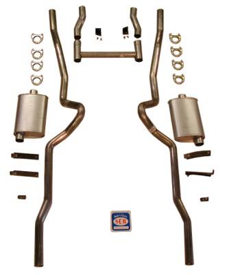 1955-1957 Chevrolet Full Size 2-1/2" Dual Turbo Exhaust System w/ 2-1/2" Standard Type Hedman Headers, Stainless steel
