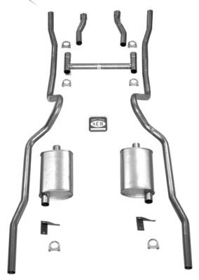 1955-1957 Chevrolet Full Size 2" Dual Turbo Exhaust System w/ cast iron Sanderson headers, Stainless steel