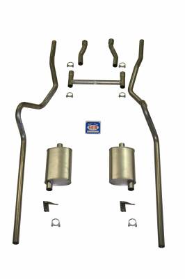 1955-1957 Chevrolet Full Size 2" Dual Turbo Exhaust System w/ Hedman angle plug headers, Stainless steel