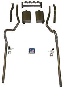 1955-1957 Chevrolet Full Size 2" Dual Turbo Exhaust System w/ 3/4 headers w/o frame horns, Stainless steel