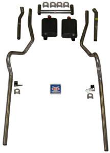 1955-1957 Chevrolet Full Size 2" Dual Turbo Exhaust System w/ 3/4 headers w/o frame horns, Stainless steel