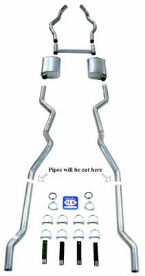 Shafer's Classic - 1955-1957 Chevrolet Full Size 2-1/2" Dual Turbo Exhaust System w/ Ram's Horn manifolds, Stainless steel - Image 2