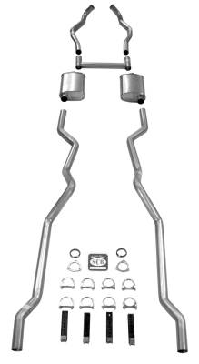 1955-1957 Chevrolet Full Size 2-1/2" Dual Turbo Exhaust System w/ Ram's Horn manifolds, Stainless steel