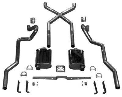 1955-1957 Chevrolet Full Size X Exhaust System, 2-1/2" for Hedman headers, Stainless steel