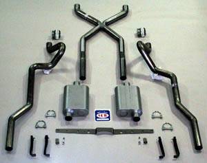 1955-1957 Chevrolet Full Size X Exhaust System, 2-1/2" for Hedman headers, Stainless steel