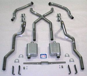 1955-1957 Chevrolet Full Size X Exhaust System, 2-1/2" Turbo Sedan and Hardtop, Stainless steel