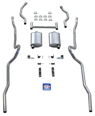 1955-1957 Chevrolet Full Size 2" Dual Turbo Exhaust System, 8 cyl., Stainless steel