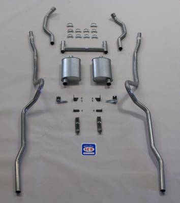 1955-1957 Chevrolet Full Size 2" Dual Turbo Exhaust System, 8 cyl., Stainless steel
