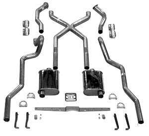 1955-1957 Chevrolet Full Size LS Series X system 2-1/2" Turbo Exhaust System, Sedan & Hardtop, Stainless steel