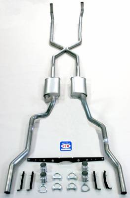 1955-1957 Chevrolet Full Size X style 2-1/2" Exhaust System, Small Block, Stainless Steel