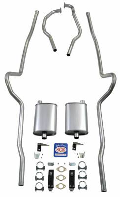 1955-1956 Chevrolet Full Size 2" Dual Turbo Exhaust System w/ 2 bolt manifolds, Convertible only, Stainless Steel