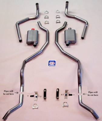 Shafer's Classic - 1960-1964 Chevrolet Full Size 2-1/2" Dual Turbo Exhaust System, Small Block, Stainless steel - Image 2