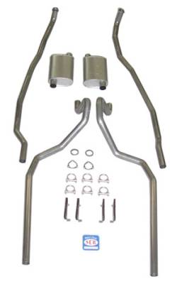 1965-1966 Chevrolet Full Size 2-1/2" Dual Turbo Exhaust System. Big block, 304 Stainless steel