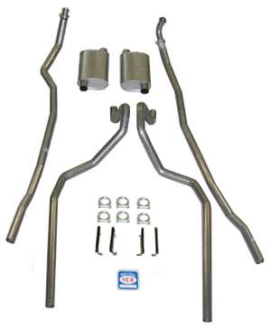 1965-1966 Chevrolet Full Size 2-1/2" Dual Turbo Exhaust System. Small block, 304 Stainless steel