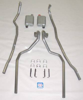 1965-1966 Chevrolet Full Size 2-1/2" Dual Turbo Exhaust System, Small block, 304 Stainless steel