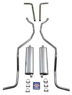 1960-1964 Chevrolet SW 8 cyl. 2" Dual Exhaust System w/ stock muffler & Hedman headers, Stainless steel