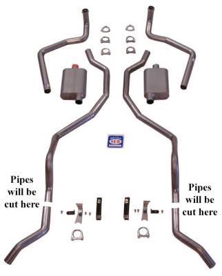 Shafer's Classic - 1960-1964 Chevrolet Full Size 2-1/2" Dual Turbo Exhaust System 348-409 w/ center dump w/ 2-1/2" manifolds, Stainless steel - Image 2