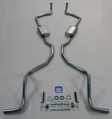 1959 El Camino & SW exc. 9 Passenger 348 Dual Exhaust System with 2-1/2" exhaust pipes & tailpipes, Stainless steel