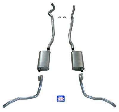 1967-1969 Full Size Chevrolet Exhaust System for Station Wagon with Big Block with Stock Cast Iron Manifolds, Stainless steel