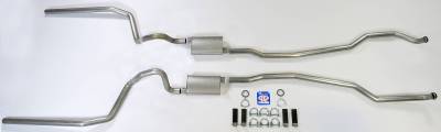 1965-1966 Full Size Chevrolet Exhaust System 2-1/2" Dual Turbo Big Block w/ high performance manifolds, Stainless steel