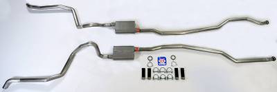 1965-1966 Full Size Chevrolet 2-1/2" Dual Turbo Exhaust System, Big Block w/ Hi-Perf. Manifolds, Stainless steel