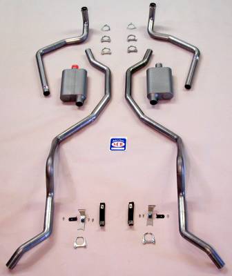 1960-1964 Chevrolet Full Size 2-1/2" Dual Turbo Exhaust System, Small Block, Stainless steel