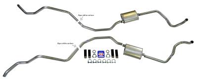 1960-1964 Chevrolet Full Size Exhaust System 2" Dual Turbo, All exc. SW/El Camino